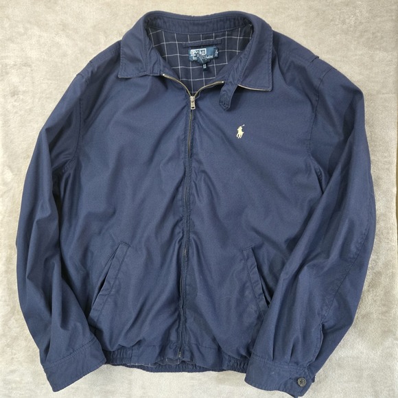 Vtg Mens XL Polo Ralph Lauren Bi Swing Jacket Blue Old Money Plaid Lined Preppy